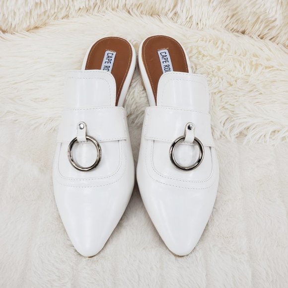 White Flat Mules Clog slides Slippers - Picture 6 of 8